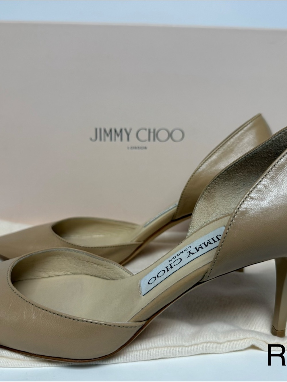 Jimmy Choo Mariella Nude Leather d’Orsay Pumps Heels Size 35 US 5